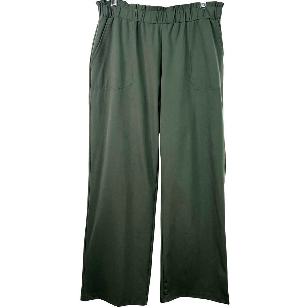 Joie Womens Pull-on Green Pant Straight Wide Leg Elastic Waist Resortwear Size L